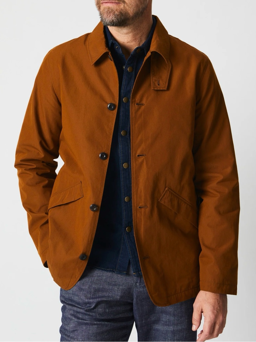 $498 NWT Billy Reid Jacket L Brown Men's Botanical Canvas Chore Coat Linen Lined